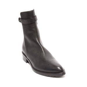 Isabelle 334a Black Leather Zip Pointy Ankle Heel Boots